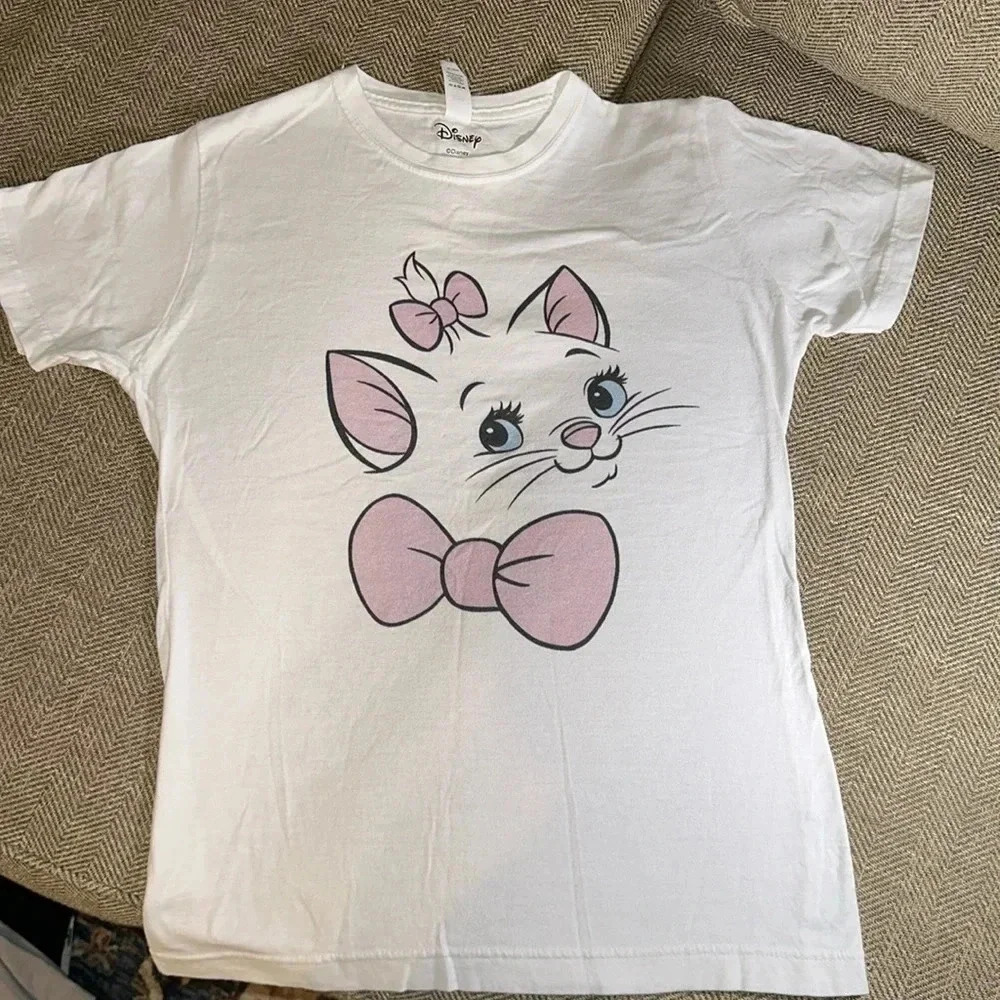 DISNEY Disney Aristocats Marie Big Face Tops Short Sleeve Tee Shirt MED